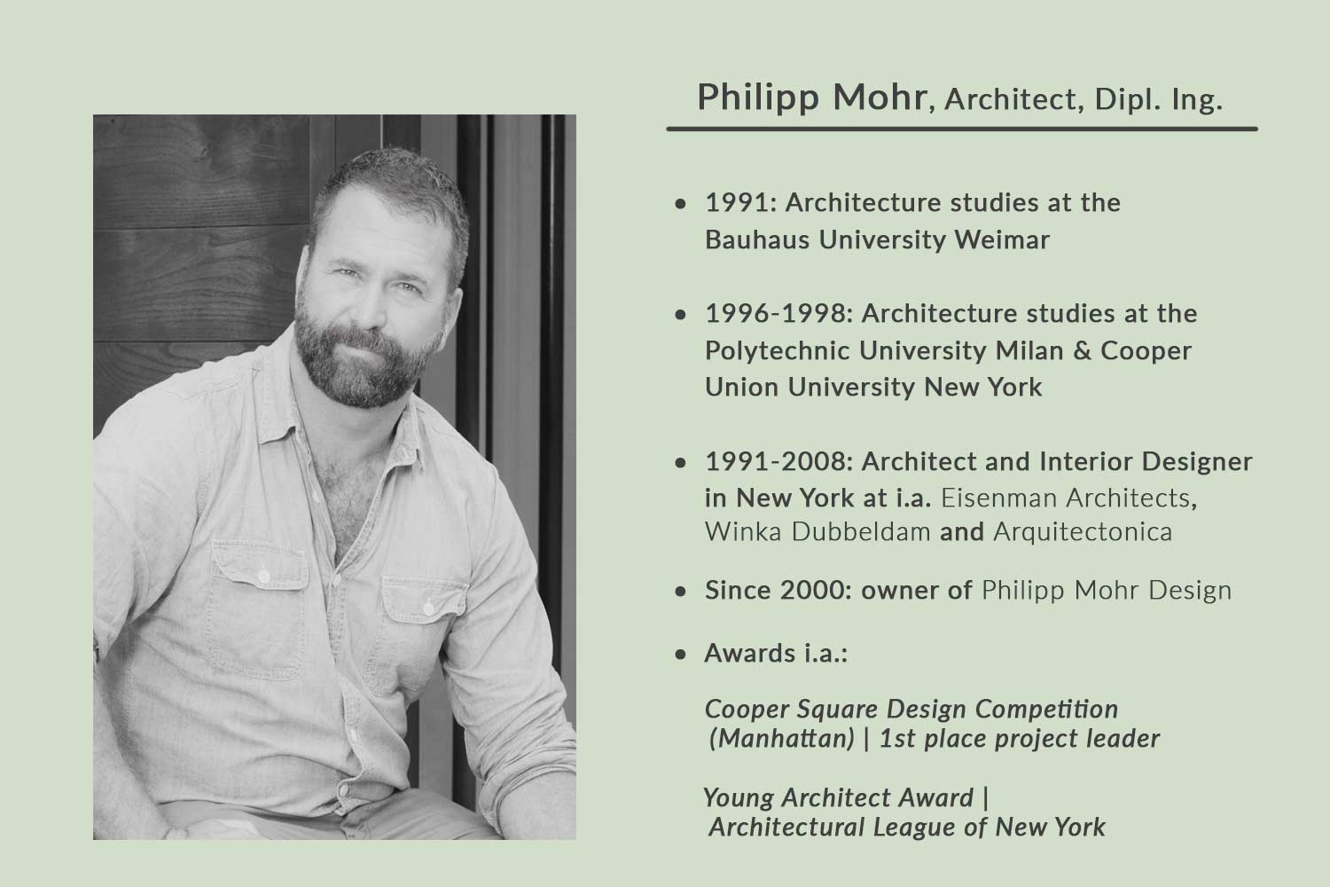 CV of the architect Philipp Mohr
