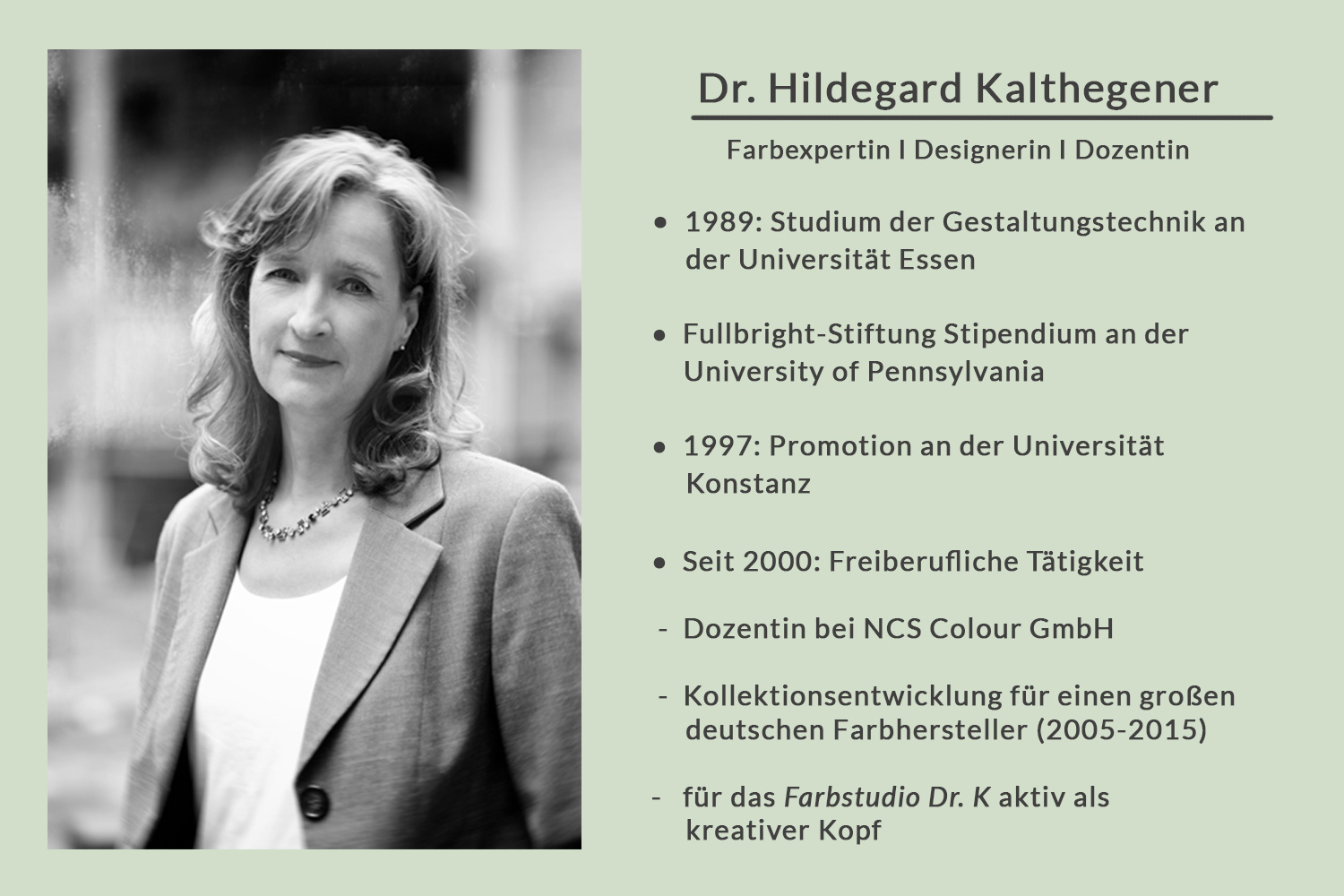 Lebenslauf Dr Hildegard Kalthegener Farbexpertin und Dozentin