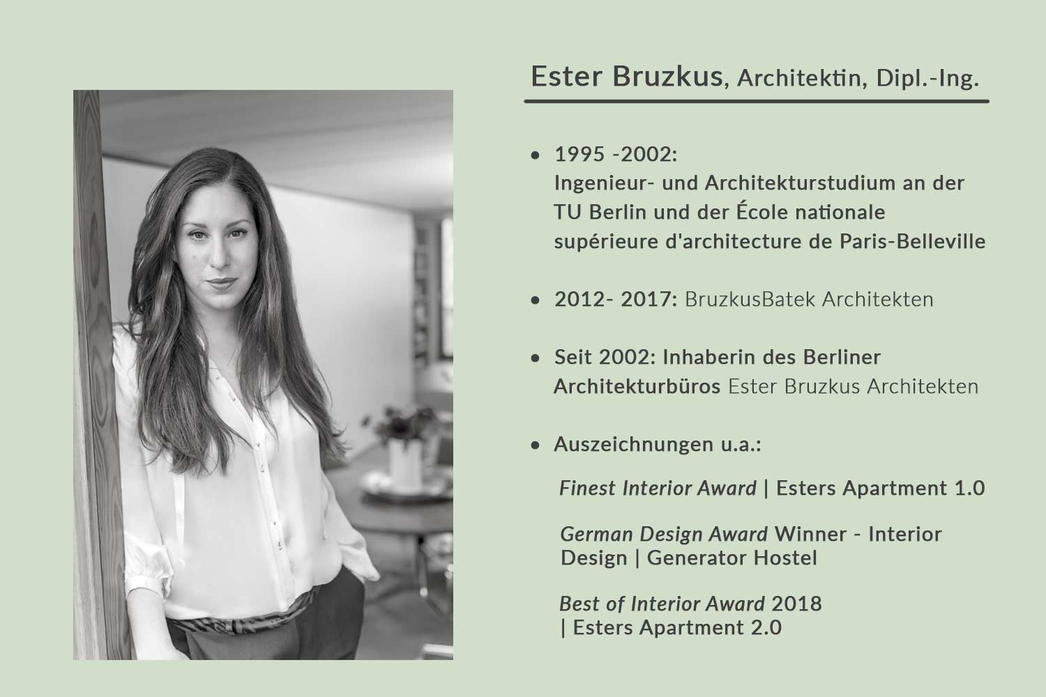 Lebenslauf der Berliner Architektin Ester Bruzkus