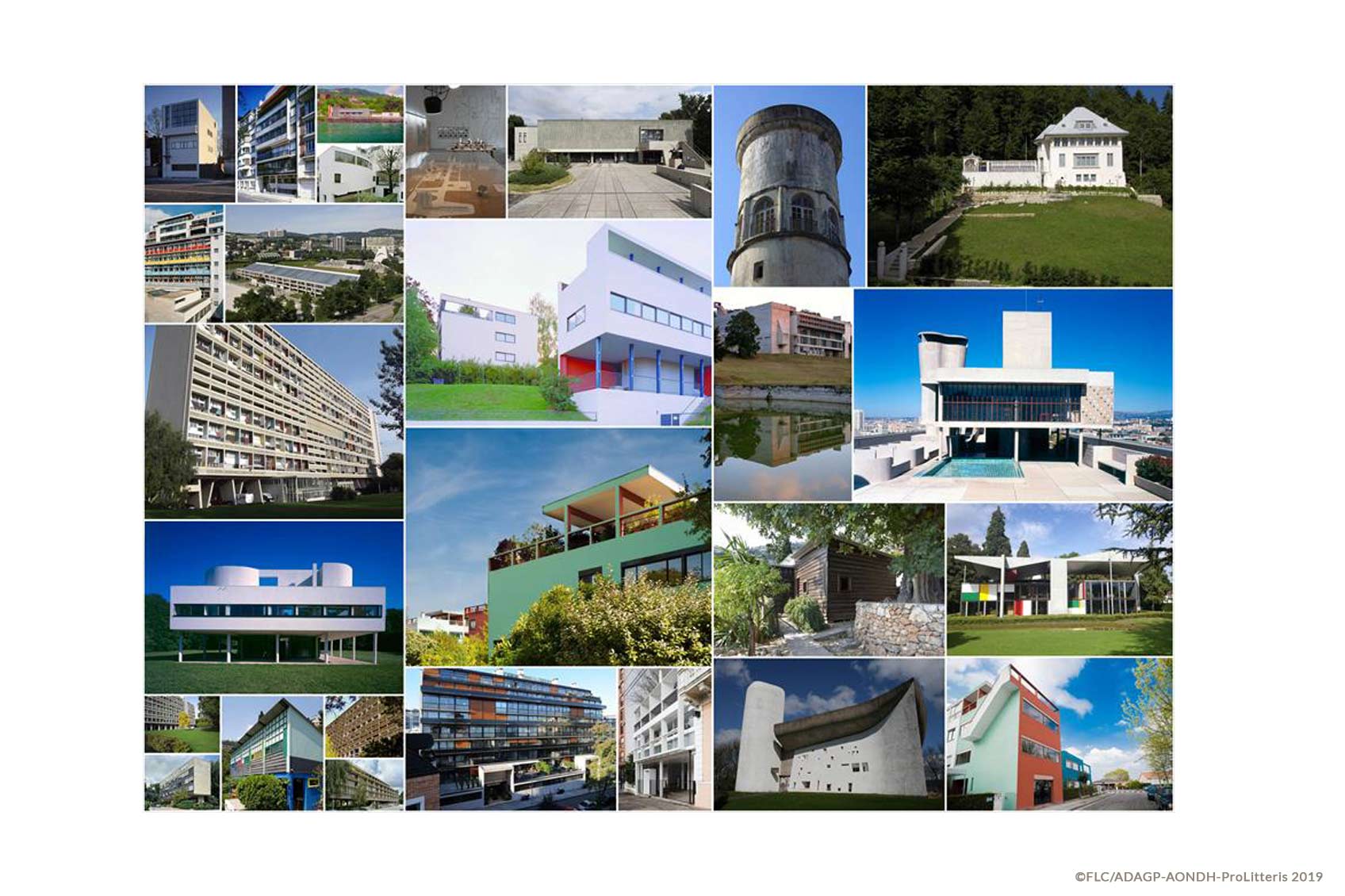 Vue d'ensemble des sites du patrimoine mondial de Le Corbusier