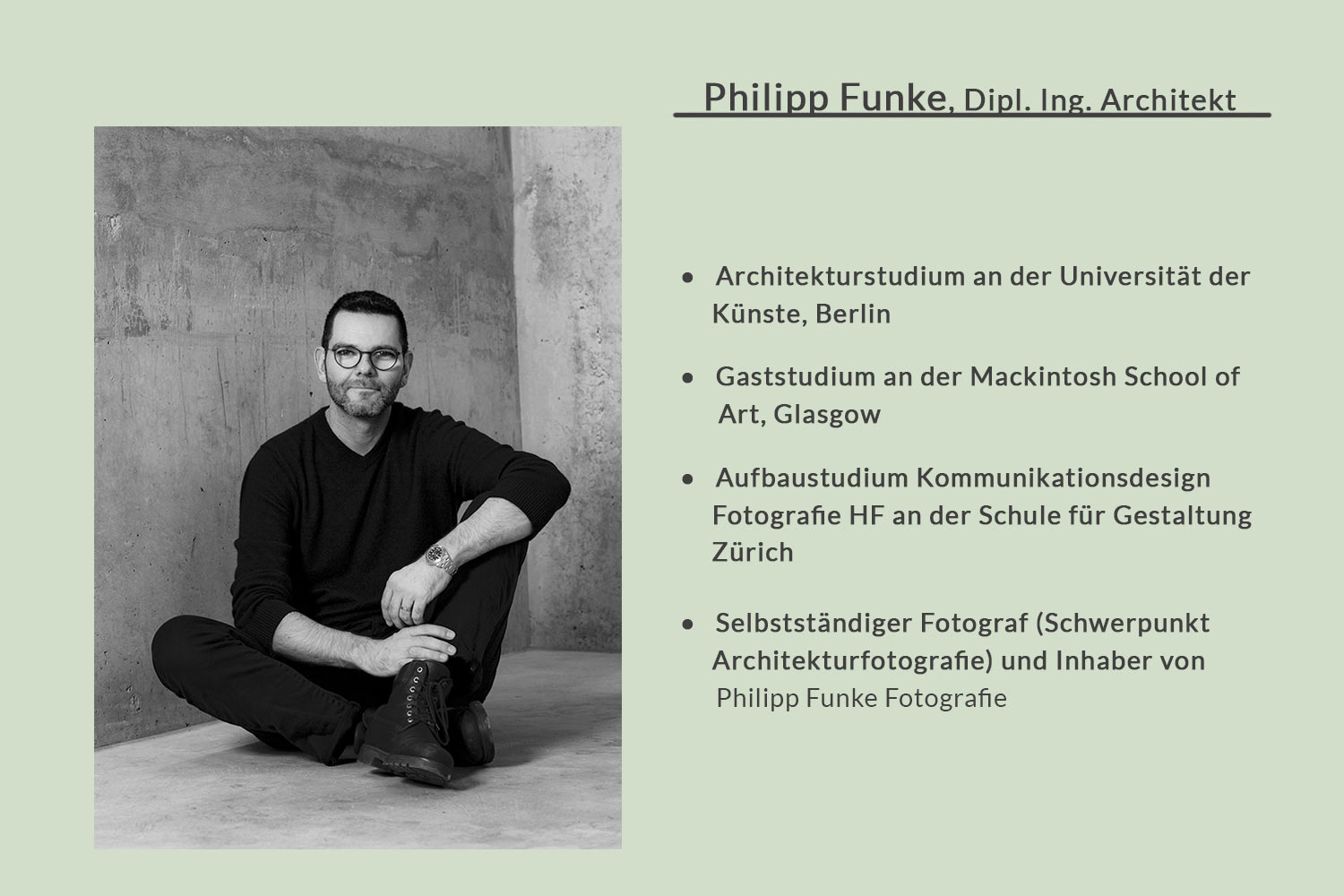 Lebenslauf von Philipp Funke Architekturfotograf und Dipl. Ing. Architekt