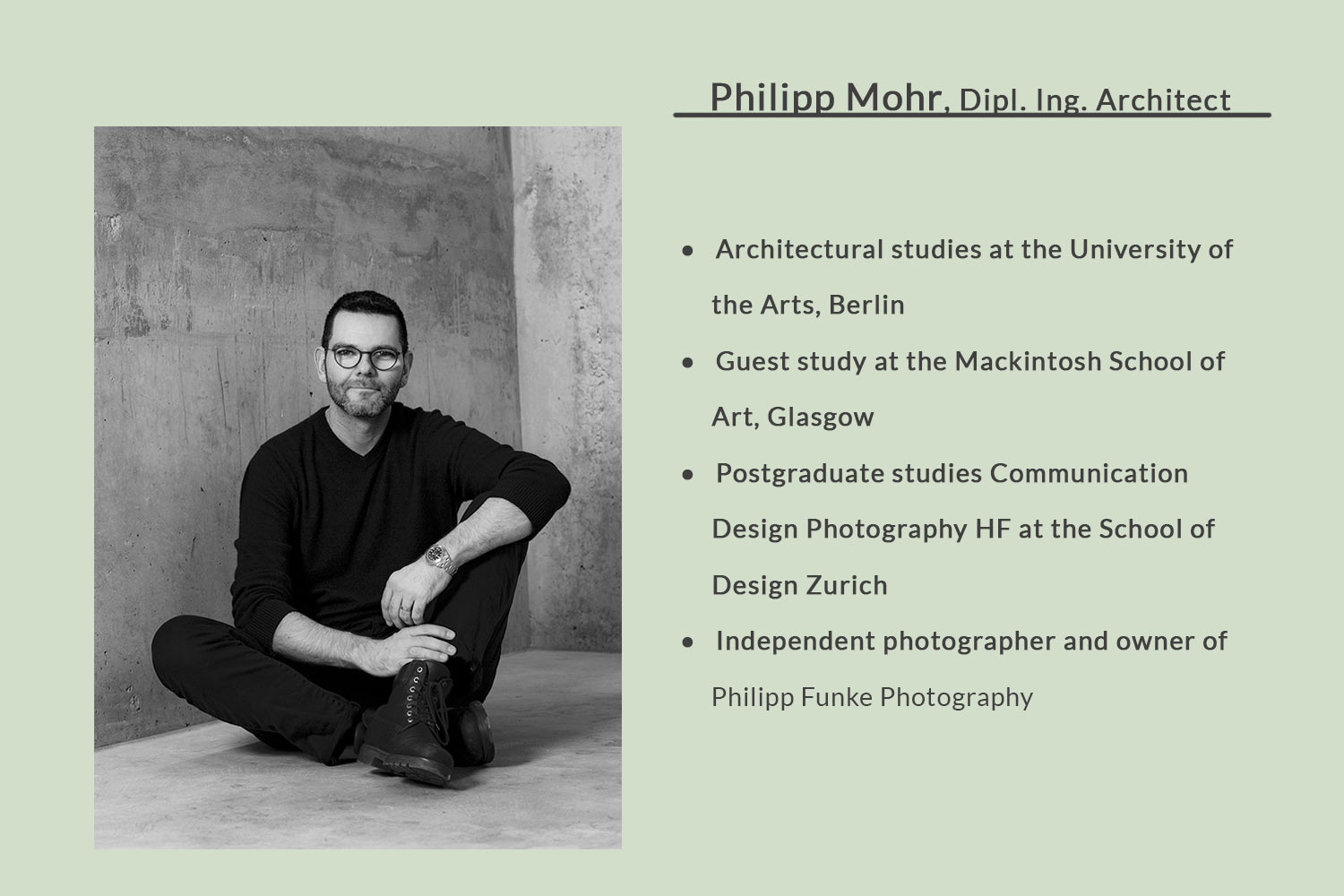 CV Philipp Funke Architectural photographer and Dipl. Ing. Architect